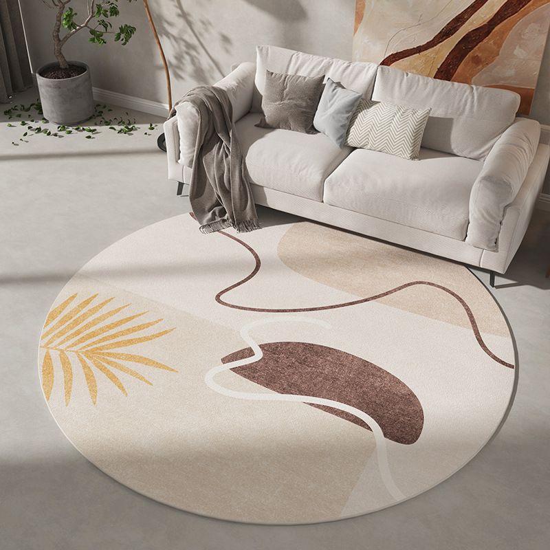 Blackish Green Pattern Rug Polyester Modern Rug Stain Resistant Rug for Living Room