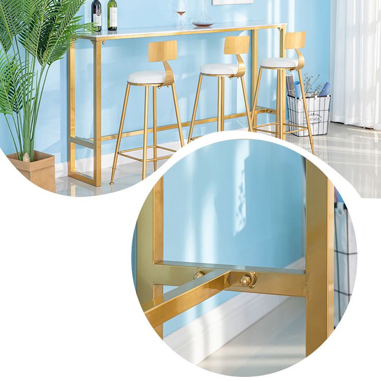 1/4/7 Pieces Glam Iron Bar Table Set Rectangle Bistro Set with White Faux Marble Top