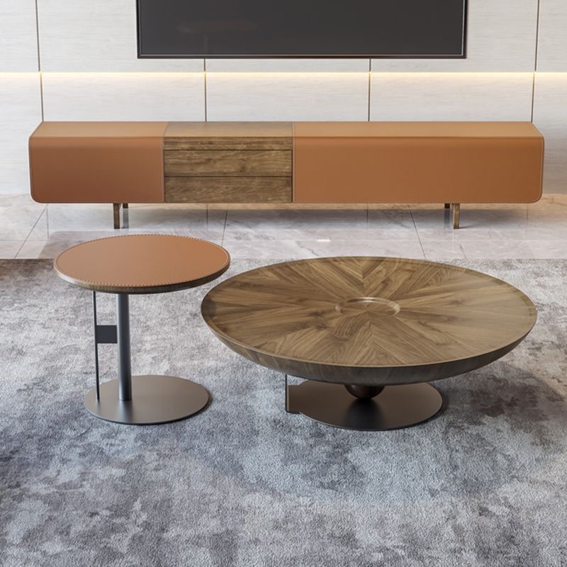 Modern Round Slate 4 Legs Coffee Table Marble Champagne Cocktail Table