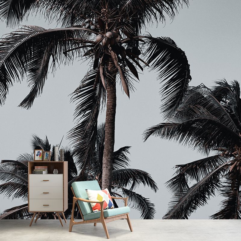 Tropical Trees Mural Moisture Resistant Wall Covering for Dining Room, Custom Size Available