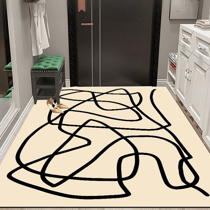 Simple Solid Color Modern Rug Polyester Color Block Splicing Area Rug Non-Slip Backing Carpet for Living Room