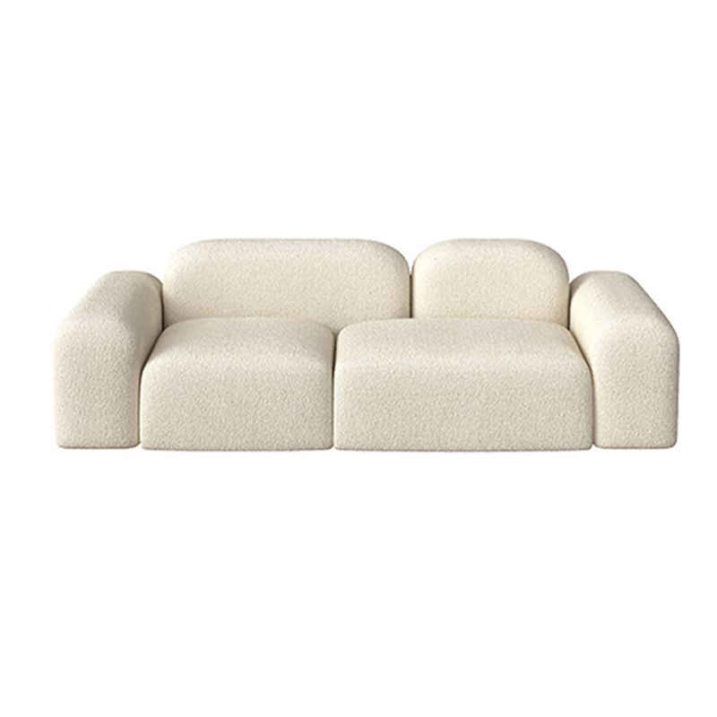 Scandinavian Sofa Fabric White Cushions Standard Square Arm Living Room Seating