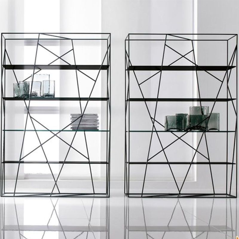 Metal Open Storage Bookshelf Industrial Rectangle Etagere Bookcase