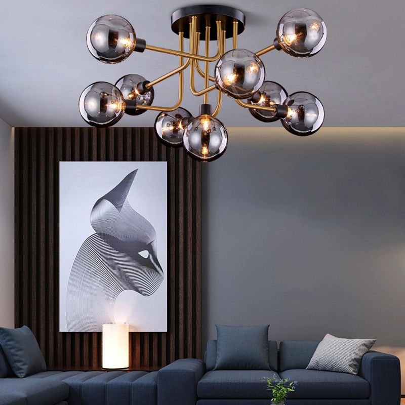 Plafonnier rond en verre semi-affleurant, luminaire de style simple, lustre semi-encastré