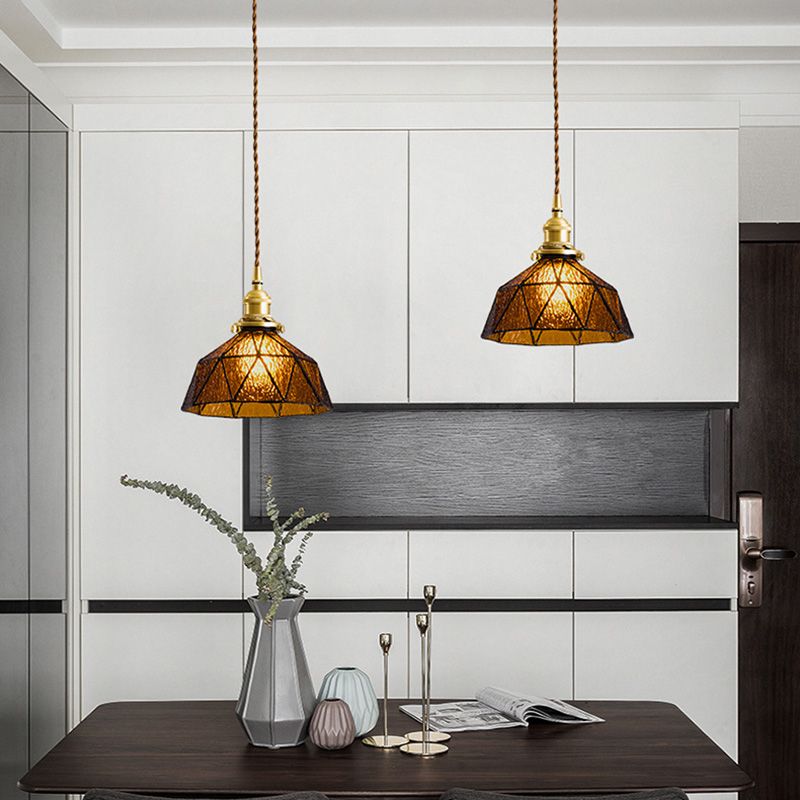 Bowl Shade Hanging Lighting Industrial Style Glass 1 Light Hanging Lamp for Bedside