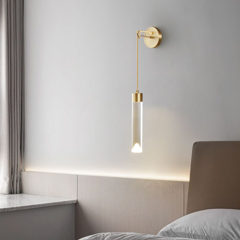 Contemporary Wall Sconce Cylinder Crystal Sconce Lighting for Bedroom
