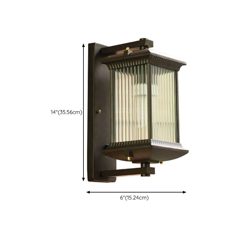 Industrial Metal Wall Sconce Rectangle Shape Wall Light with Glass Shade for Living Room