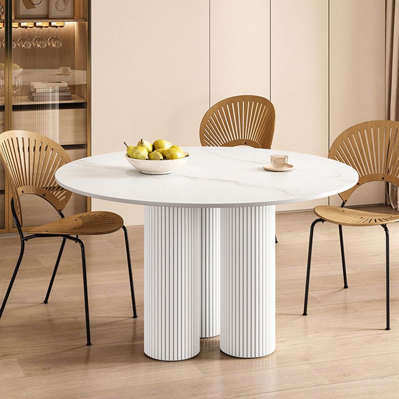 Round Standard Height Dining Table Modern White Wood Dining Site Table