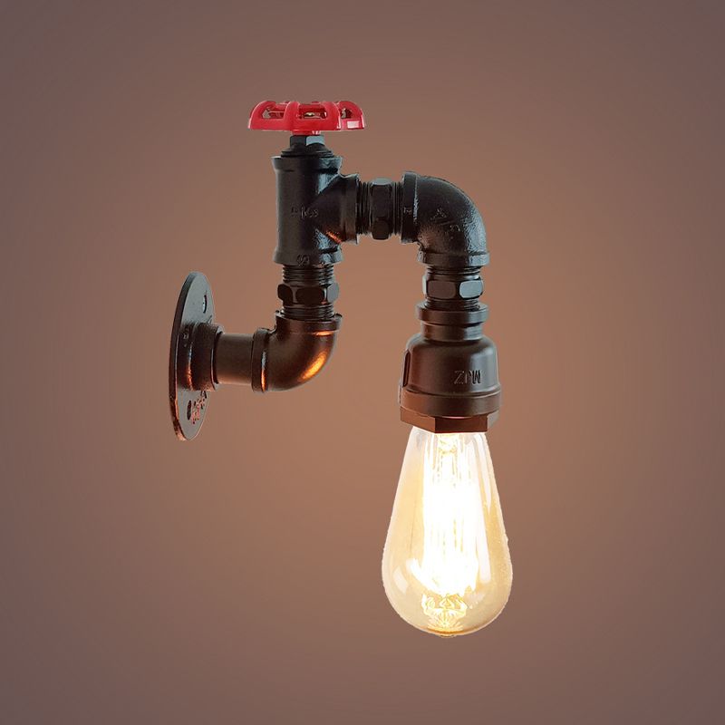 Industrial Wall Sconce Pipe Shape Wall Light with Metal Shade for Living Room
