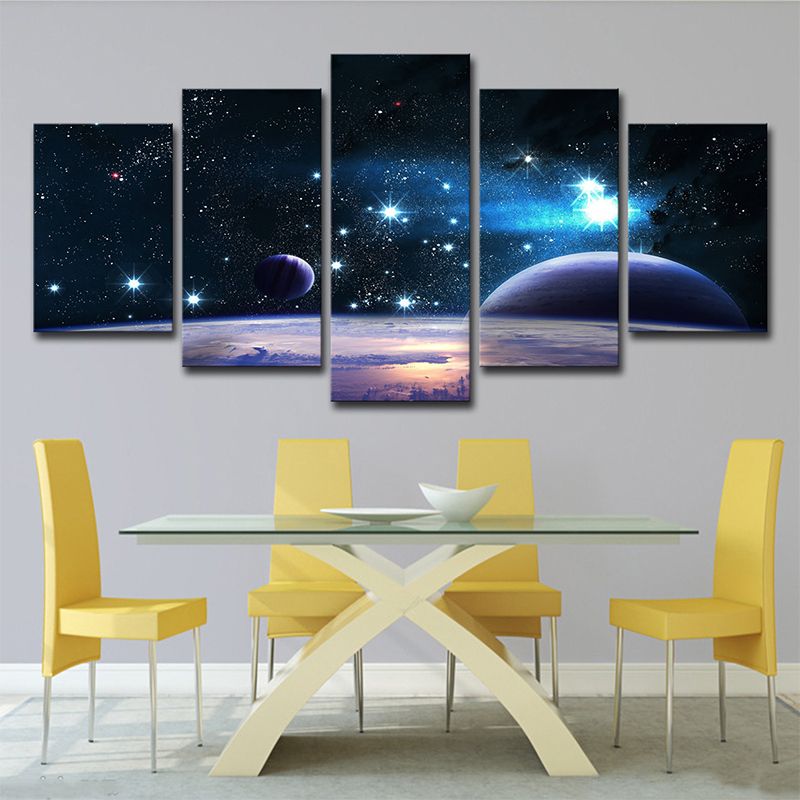 Universe Star and Planet Canvas Art Black Multi-Piece Wall Decor for House Interior