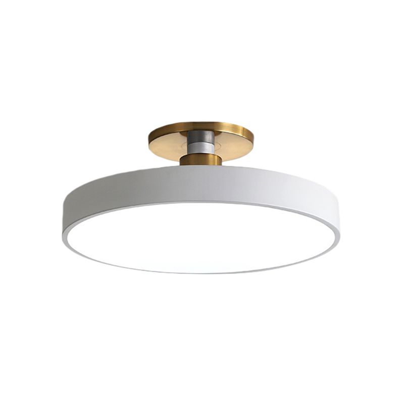 Drum metalen plafondlamp Noordse LED witte semi-inbouwverlichting in warm/wit licht, 12"/16"/19,5" W