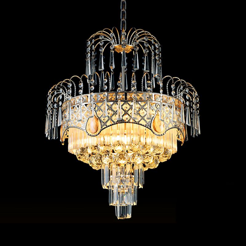 Modern 3/5 Lights Chandelier Light with Crystal Shade Gold Tiered Ceiling Light for Dining Room, 18"/19.5" Wide
