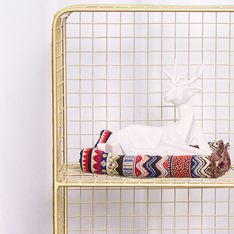 11" Wide Glam Shelf Bookcase Closed Back Gold Metal Bookcase