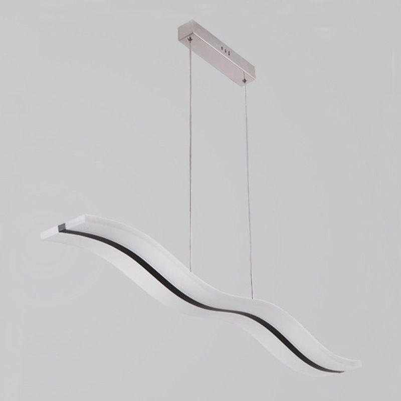 Modern Linear Island Lighting Acrylic 1-Light Island Light Fixture in White