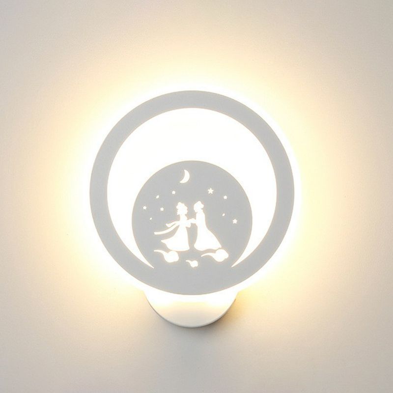 Modern Circular Shaped Sconce Lighting Acrylic Living Room LED Wall Light Fixture in White