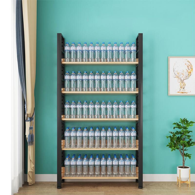 Metal and Wooden Shelf Bookcase Open Modern Brown Book Shelf for Office