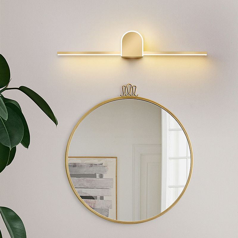 Metal Linear Wall Vanity Light Modern Style 1 Light Vanity Lighting Ideas in Gold