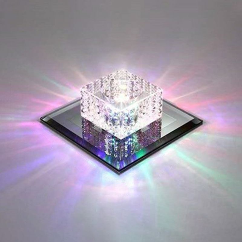 Crystal Square LED Flush Mount Light Simplicity Flush Mount Ceiling Light in Black for Foyer