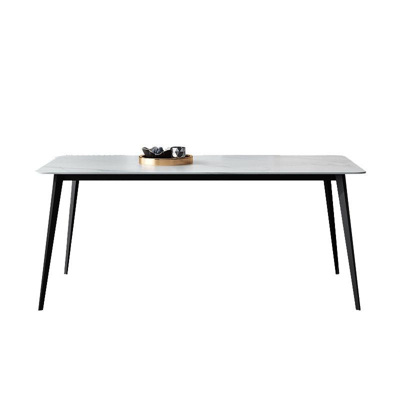 White Stone Dining Table Industrial Rectangle Dining Table for Dining Room