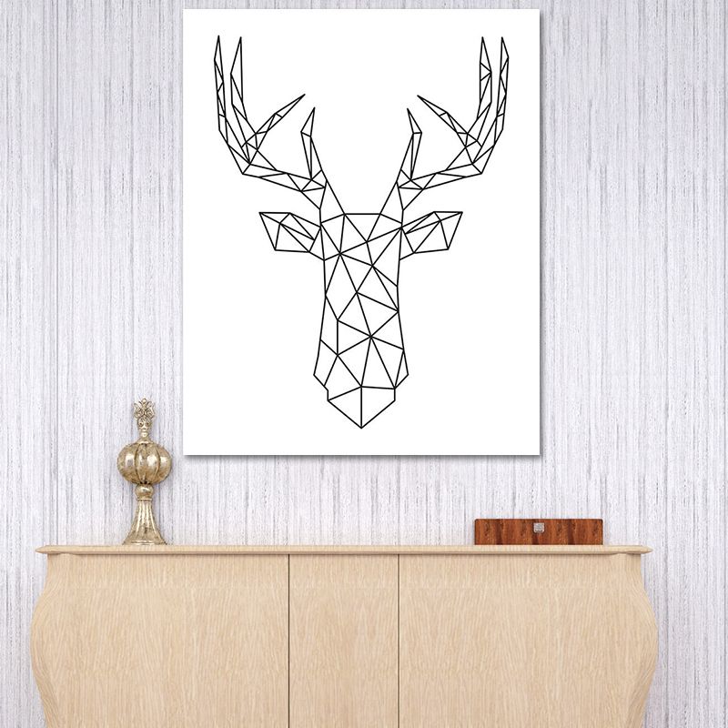 Scandinavian Style Reindeer Print Canvas White Kitchen Backsplash Wall Art Decor