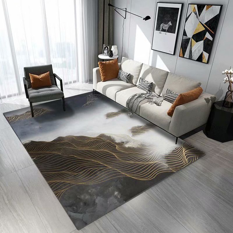 Individuality Ink Painting Rug Artistic Modern Carpet Friendly Washable Rug for Living Room