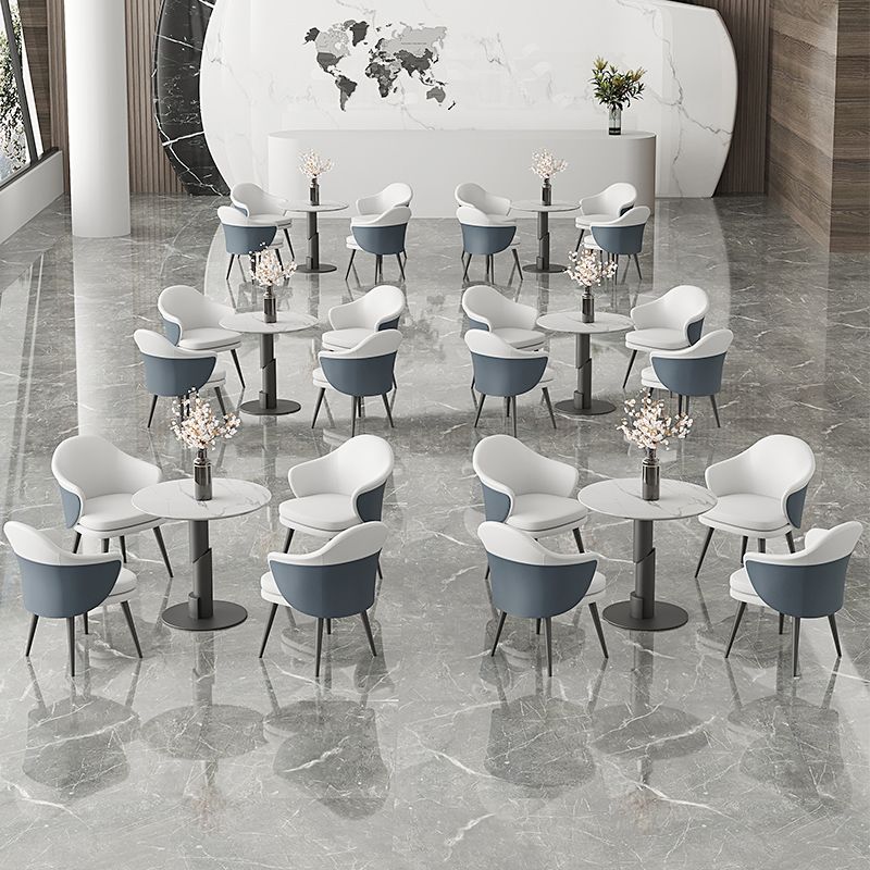 Modern Style Dining Table Sintered Stone Round Table with Metal Base
