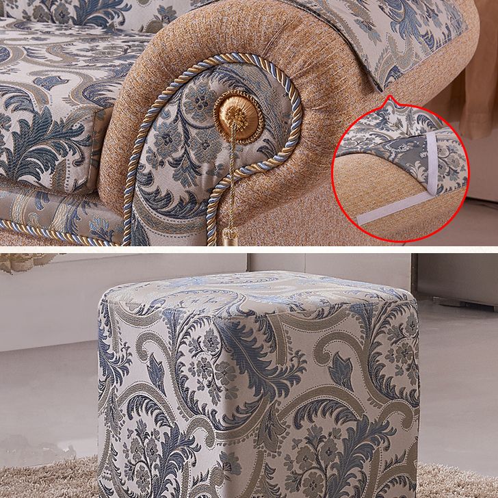 Bohemian Style Chaise Lounge Upholstered Chaise with Rolled Arms for Bedroom