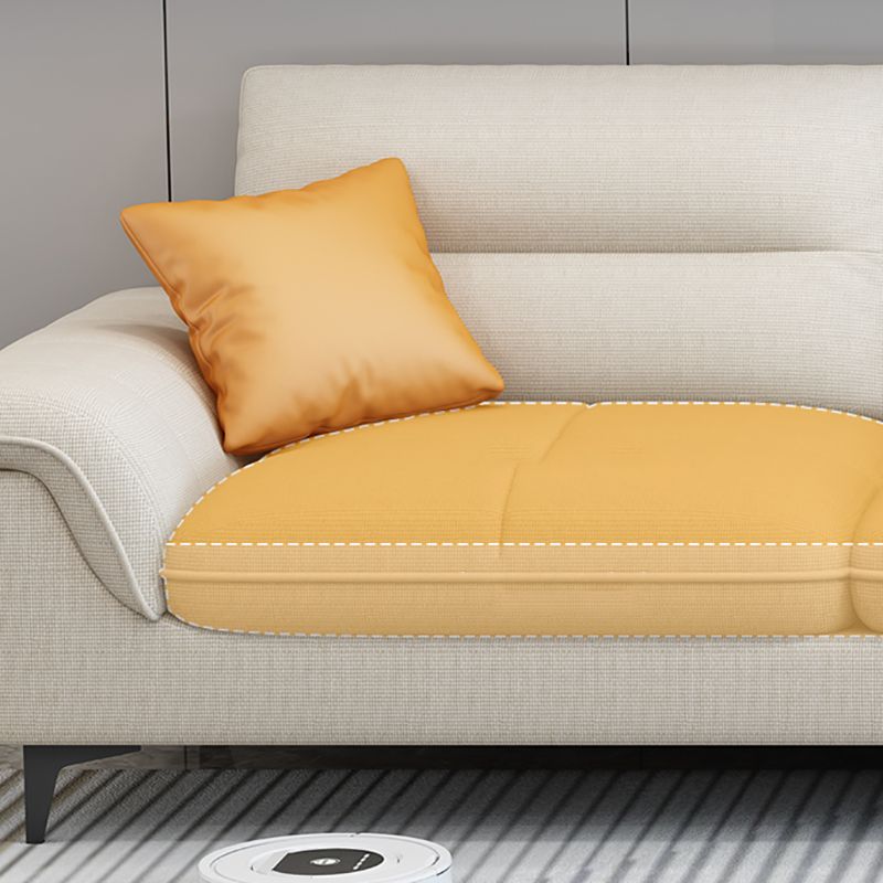 Stain-Resistant Sectional Sofa for Living Room in White with Pillow Top Arm