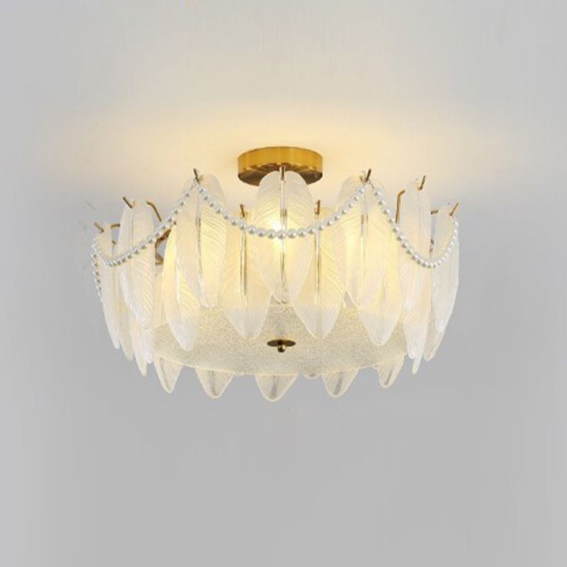 Contemporary Ceiling Lamp Creative Flush Mount Light Fixture with Glass Shade
