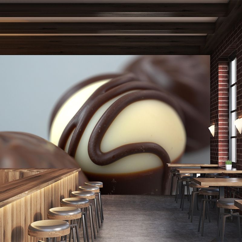 Customized Wall Mural Dessert with Chocolate Marshmallow Pattern Wallpaper Commerce Shop