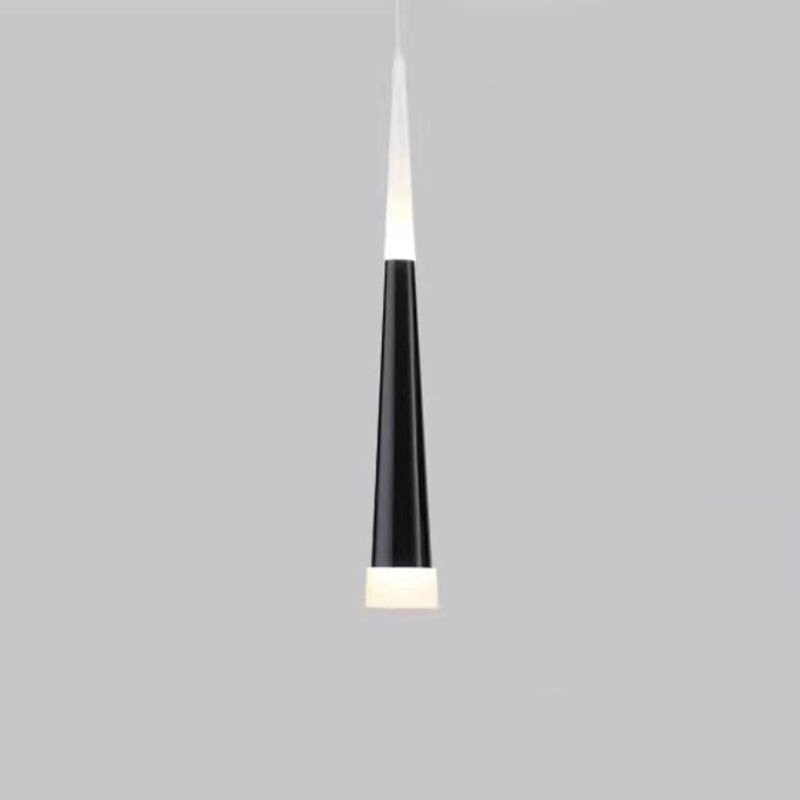Black Tapered Pendulum Lamp Minimalist 1-Light Acrylic LED Pendant for Dining Room