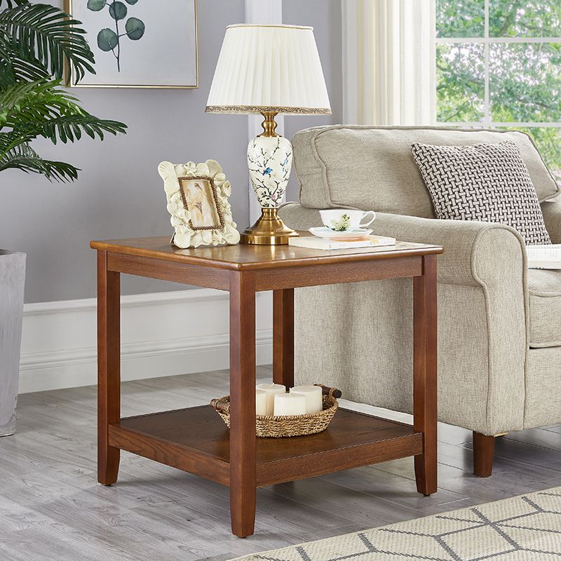 Farmhouse Square Wood End Table Brown/Walunt Sofa Side Table with Storage