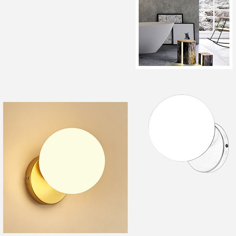 Modern Simplicity Indoor Wall Lamp 7.5" H Orb Glass Shade Mini Sconce Light for Bedroom