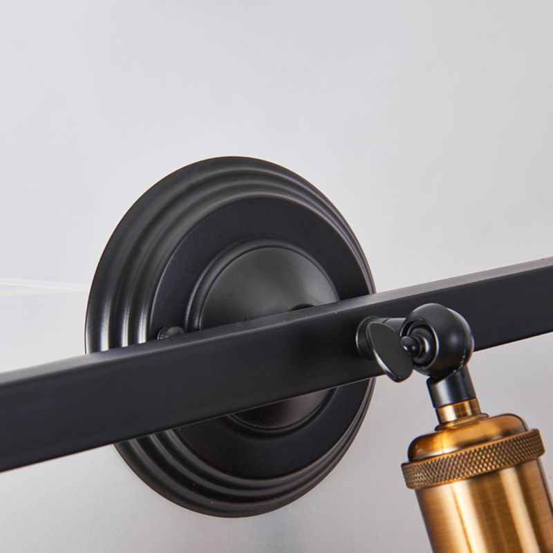 Éclairage mural linéaire Style d'entrepôt Iron 3 lumières Café Shop Murd Murd Moute avec de la teinte évasée en noir