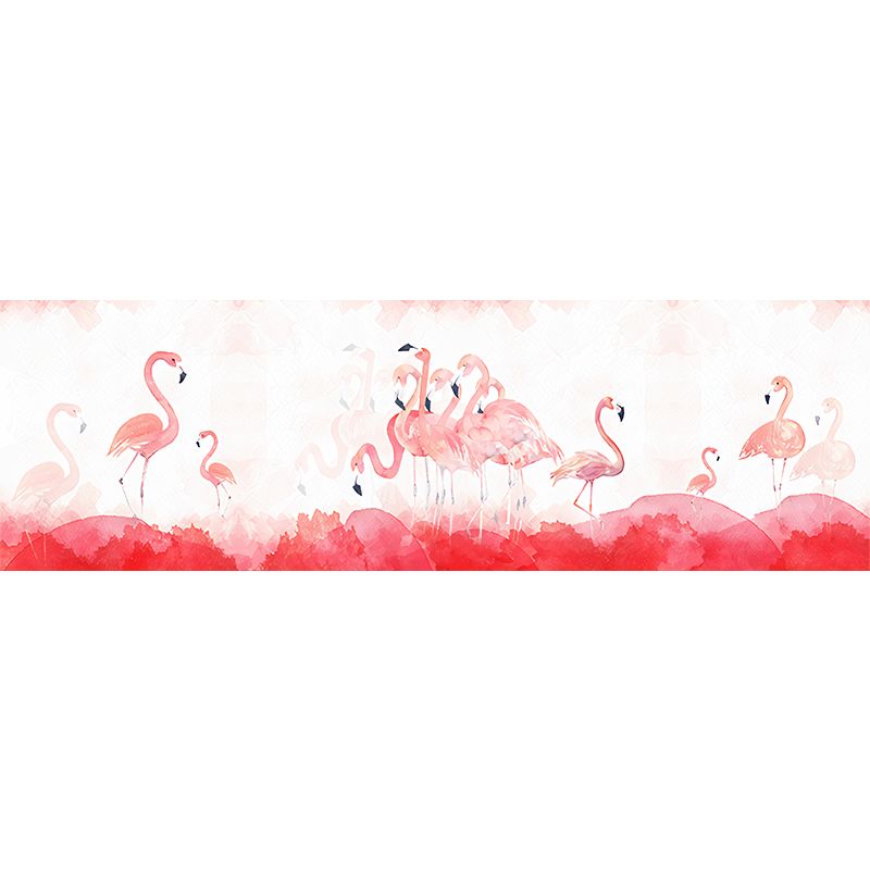 Extra Large Mural Wallpaper Nordic Novelty Flamingo Wall Art in Pastel Pink