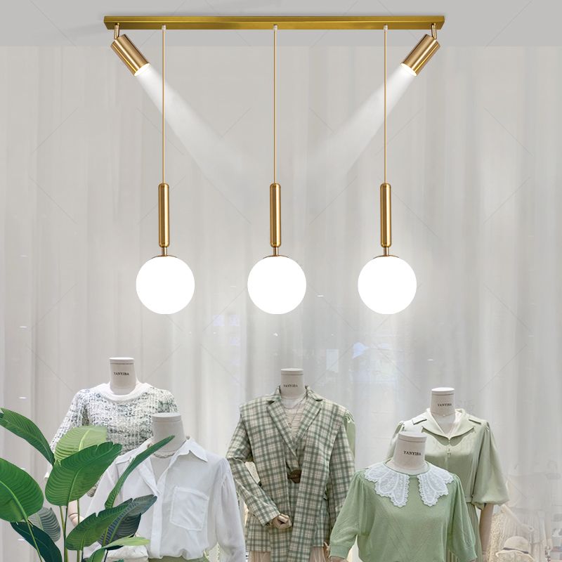 Kogelcluster hanger Modern Opaline Glass Restaurant Hanglamp met spotlight
