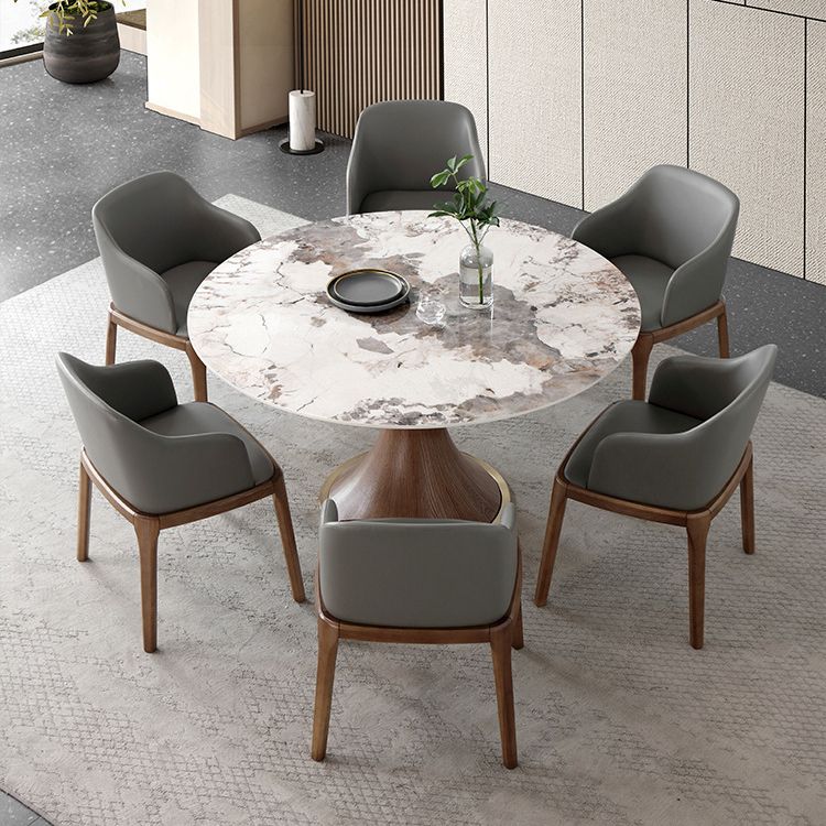 Round Sintered Stone Dining Table Modern Furniture with Pedestal Base for Indoor