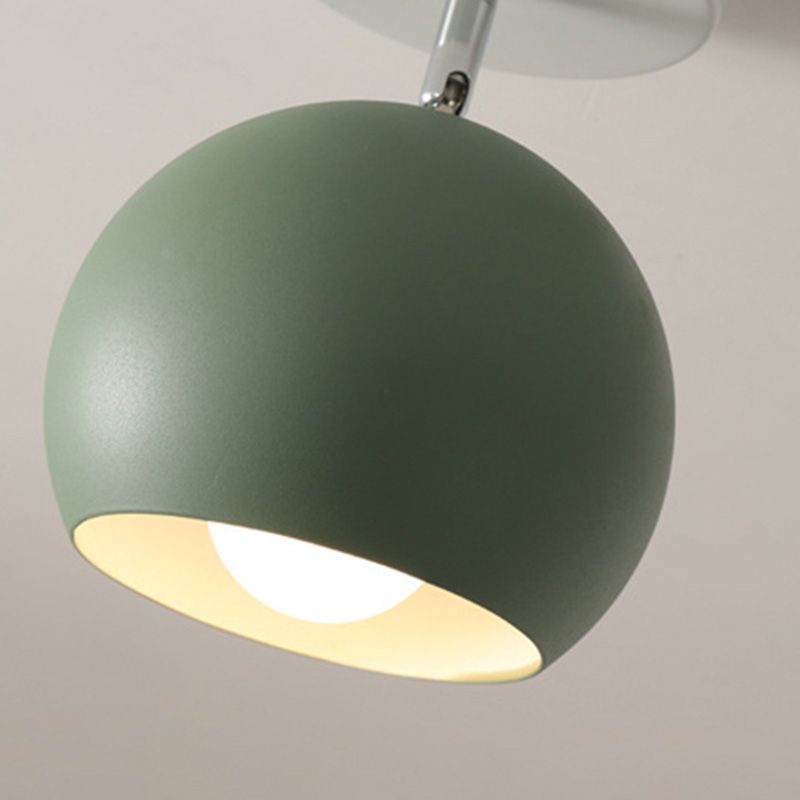 Colorful Macaron Semicircle Flush Mount Ceiling Light Metallic LED Lamp for Bedroom