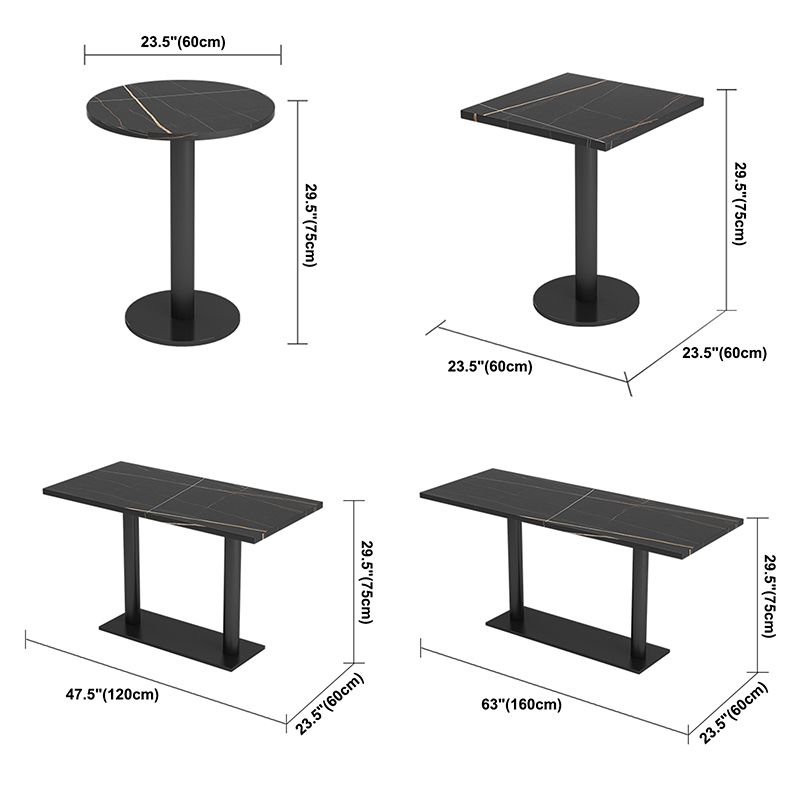 Industrial Sintered Stone Dinner Room Küchentisch Black Top Tisch mit schwarzem Rahmen