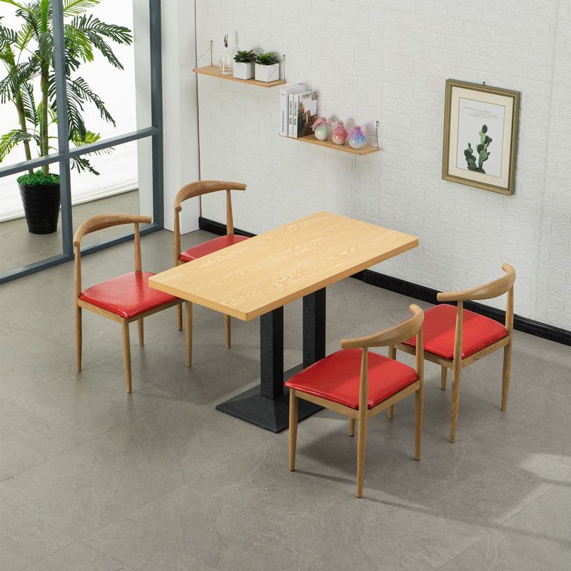 MDF 5 Pcs Modern Dining Room Set with Cow Horn Chairs Standard Height Dinette Set