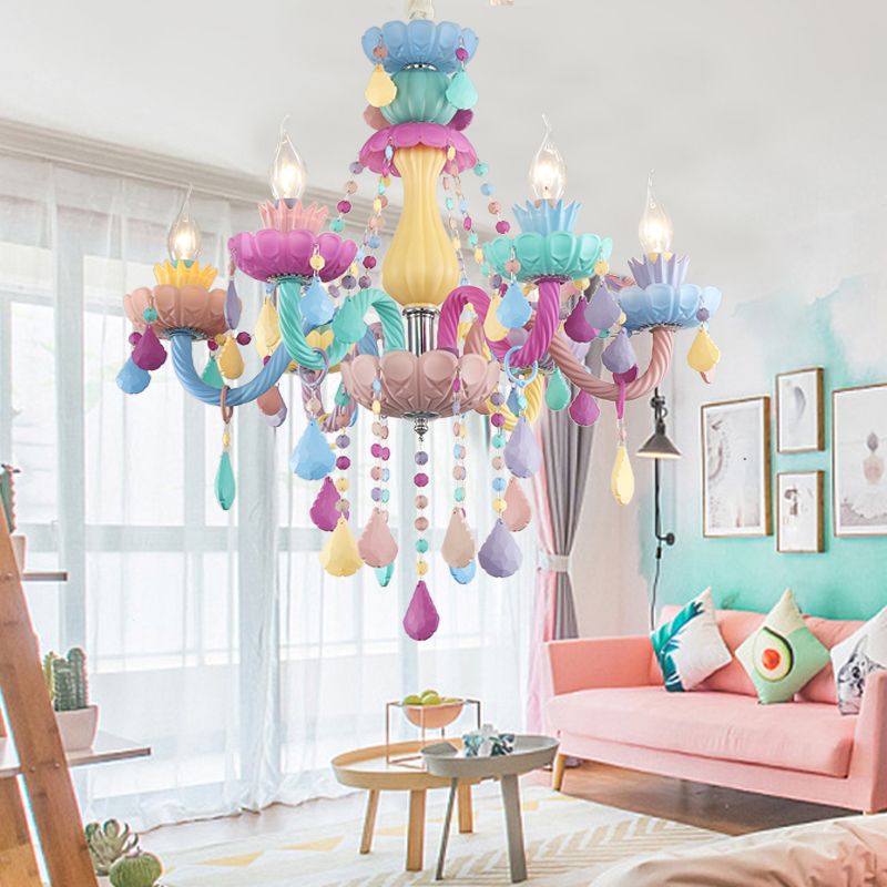 Lampada a soffitto multicolore in vetro Lampada candele in stile moderno