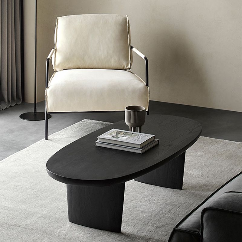 Modern Solid Wood Coffee Table Oval Sled Coffee Table for Living Room