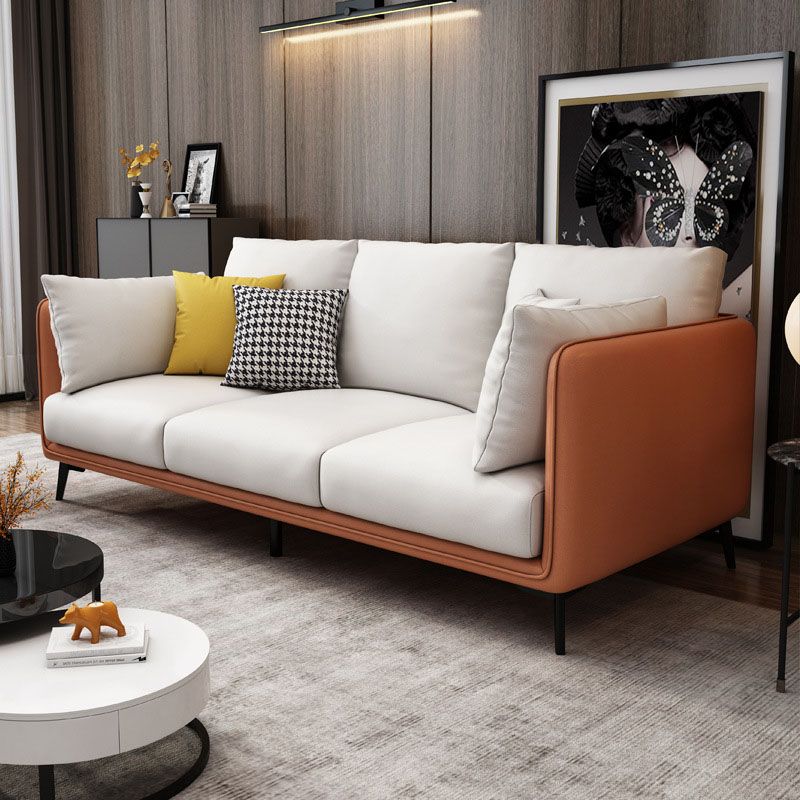 Standard Faux Leather Stain Resistant Square Arm Settee Couch