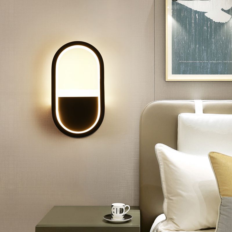 Metal Oval Shape Wall Lighting Modern 1-Light Wall Mounted Light Fixture