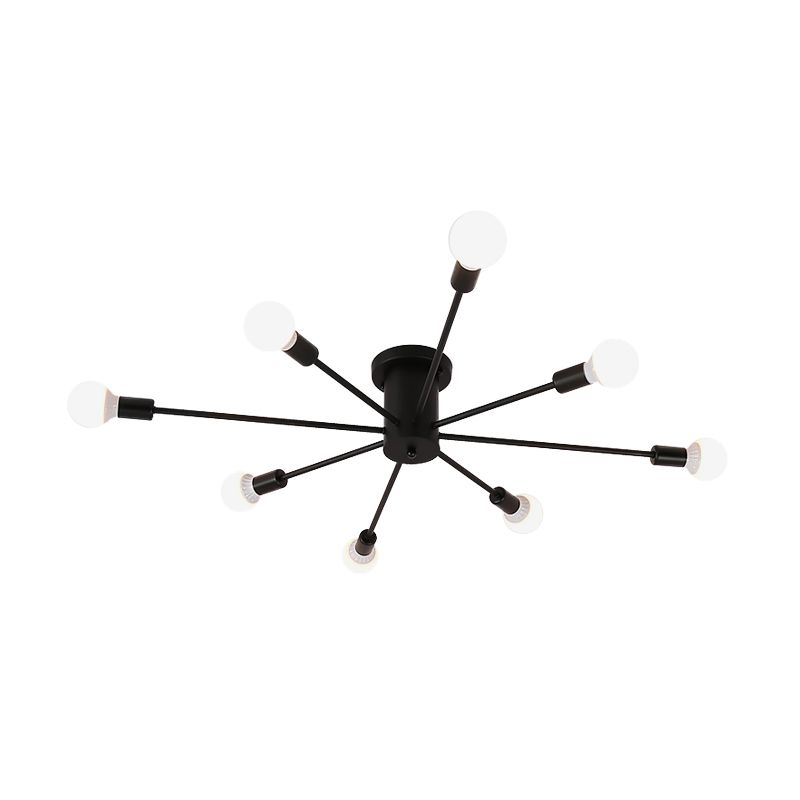 Iluminación semimontada Sputnik de 6/8/10 cabezales, accesorio montado en el techo de Metal contemporáneo, negro/blanco/dorado, para dormitorio