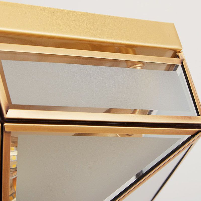 Illuminazione da incasso a soffitto tradizionale esagonale in vetro smerigliato in ottone