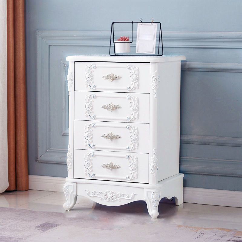 Traditional Wooden Storage Chest Home Vertical Chest in White with Drawers