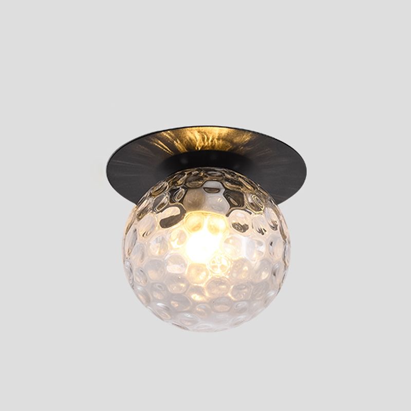 Modern Concise Globe Flush Mount Lacquered Iron Ceiling Light with Glass Shade