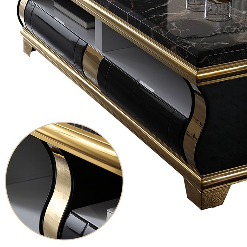 Marble Coffee or End Table with Storage Drawers Rectangle Block