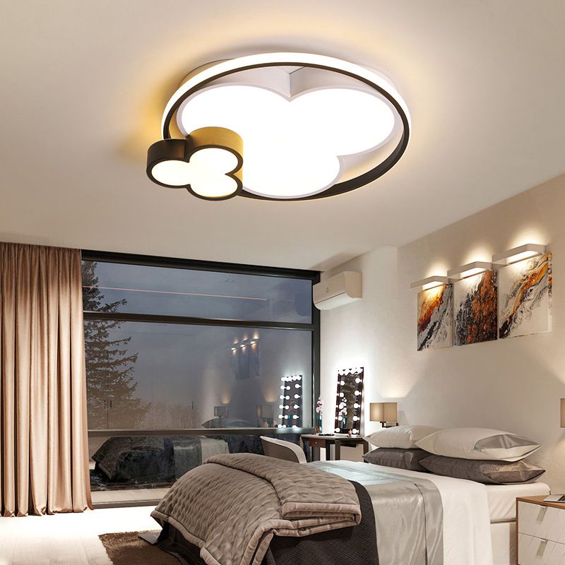 Modern Plum Shaped Flush Light Acrylic Bedroom LED Ceiling Mount Light in Black-White